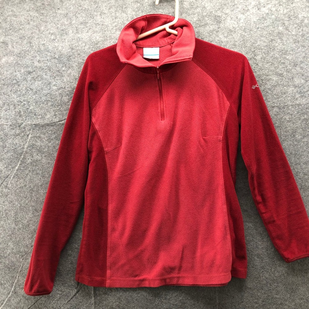Columbia Glacial IV Quarter Zip Fleece Pullover Womens M Red Pink Lightweight
